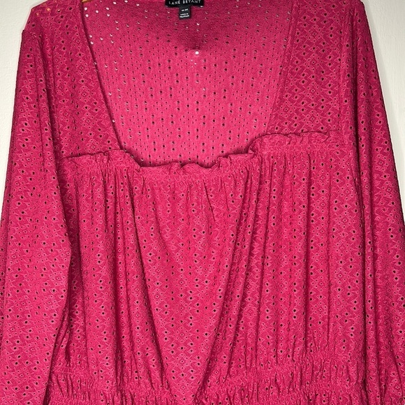 LANE BRYANT Pink Eyelet 3/4 Sleeve Square Neck Top Size 18/20 - Picture 16 of 16
